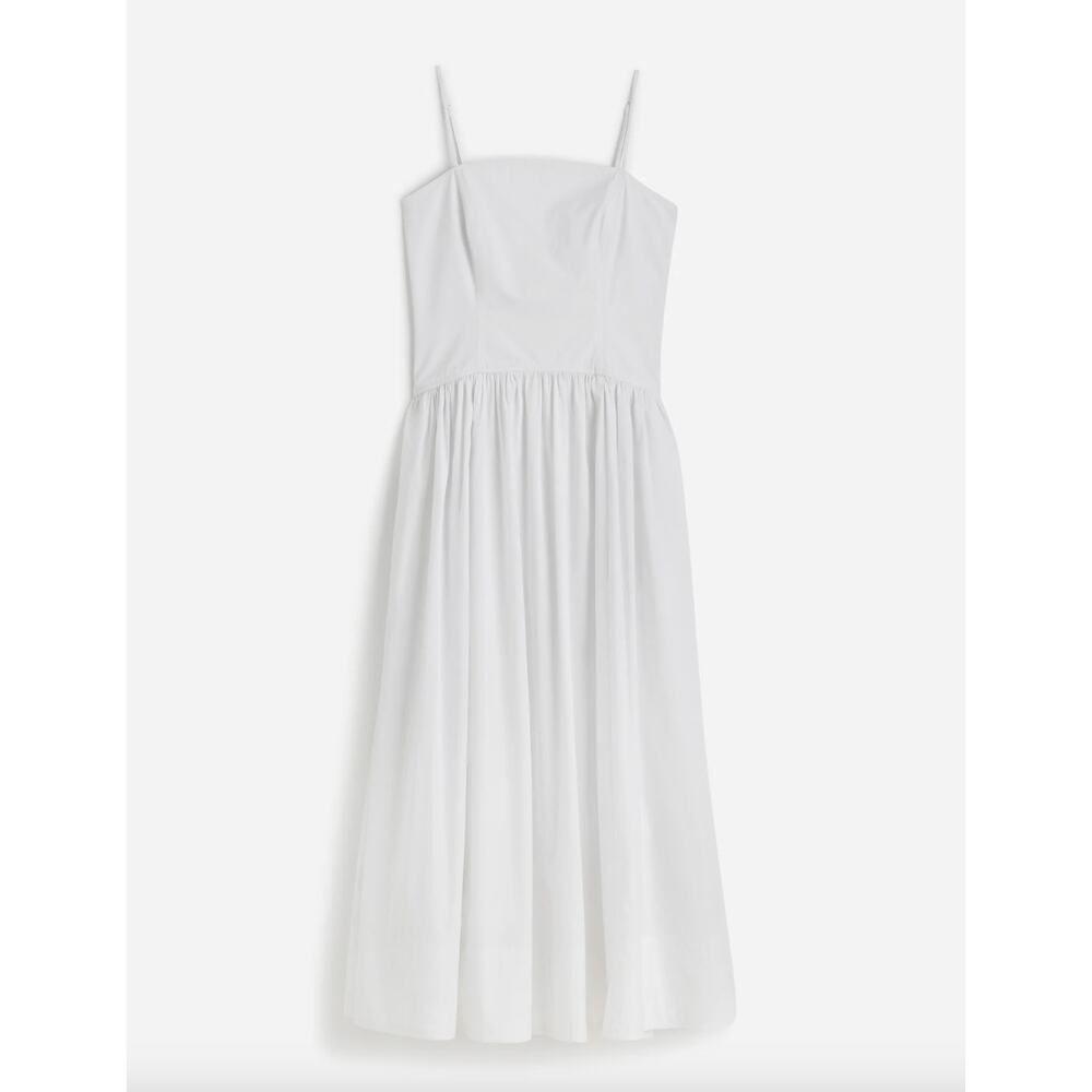 Madewell Poplin Seamed Maxi Dress A Line Minimalist Cotton White US 8 NWT - Picture 6 of 14
